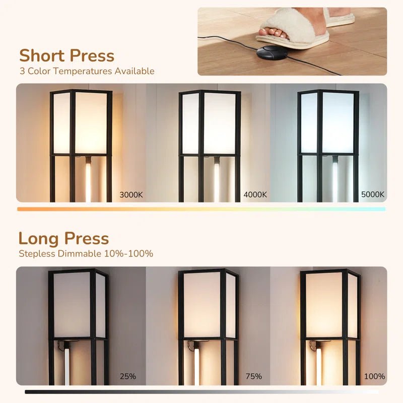 Catara 64.2'' Black LED Dimmable Column Floor Lamp with Shelves - Melillo EnterprisesAll categories
