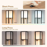 Catara 64.2'' Black LED Dimmable Column Floor Lamp with Shelves - Melillo EnterprisesAll categories