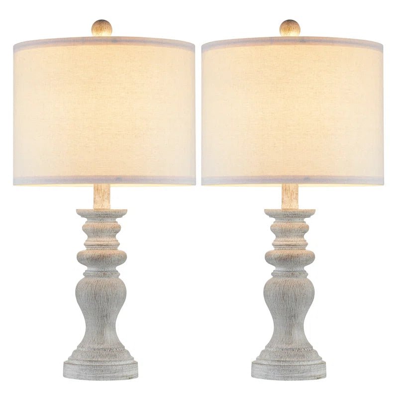 Charlottesville Distressed Beige Resin Table Lamp Set with Charging Ports - Melillo EnterprisesAll categories