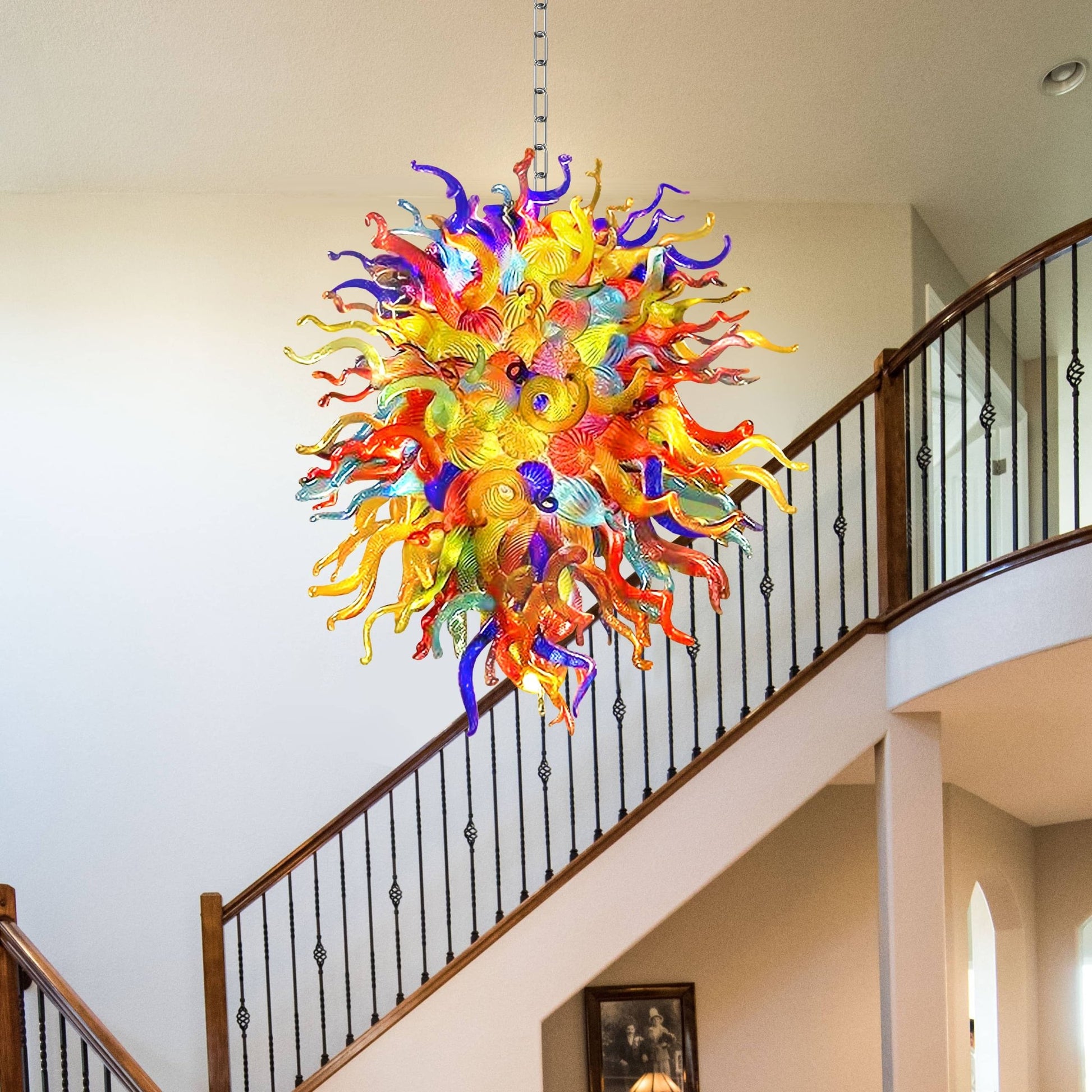 Chihuly Style Blown Chandelier Multi Color - Melillo Chihuly