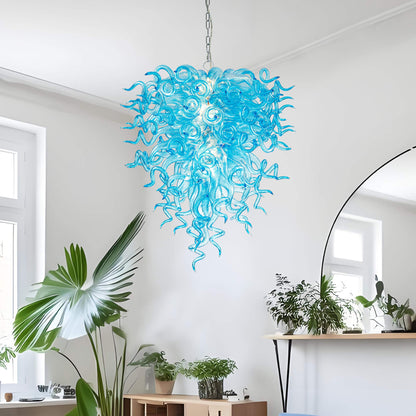 Chihuly Style Blown Glass Chandelier Aqua - Melillo Chihuly