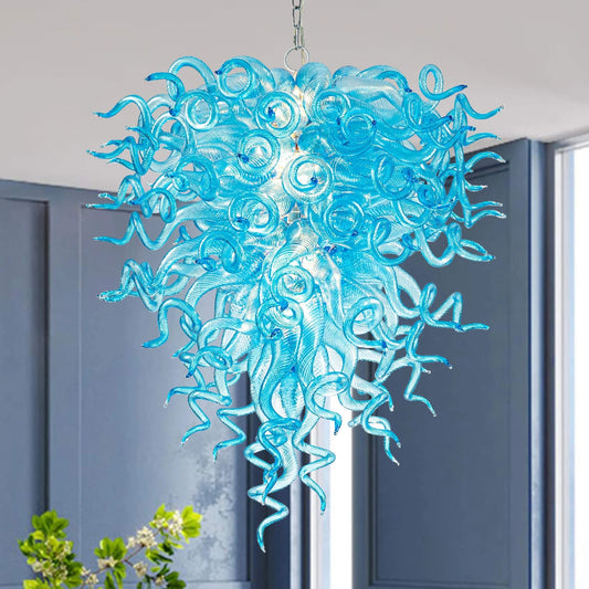 Chihuly Style Blown Glass Chandelier Aqua - Melillo Chihuly