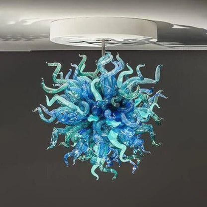 Chihuly Style Blown Glass Chandelier Aqua Marine - Melillo Chihuly