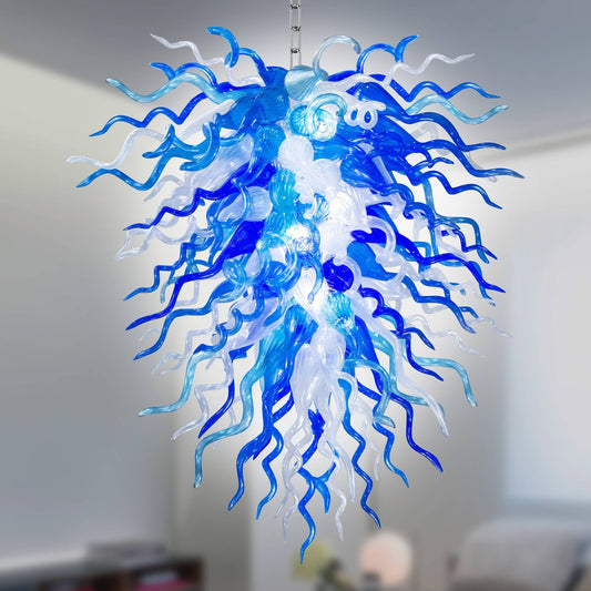 Chihuly Style Blown Glass Chandelier Arctic Frost - Melillo Chihuly