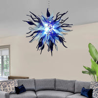 Modern Black Ice blown glass chandelier with LED lighting, designed to add a luxurious touch to contemporary interiors.