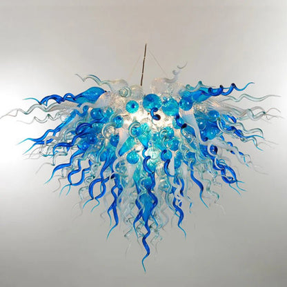 Chihuly Style Blown Glass Chandelier Blue & White Skies - Melillo Chihuly