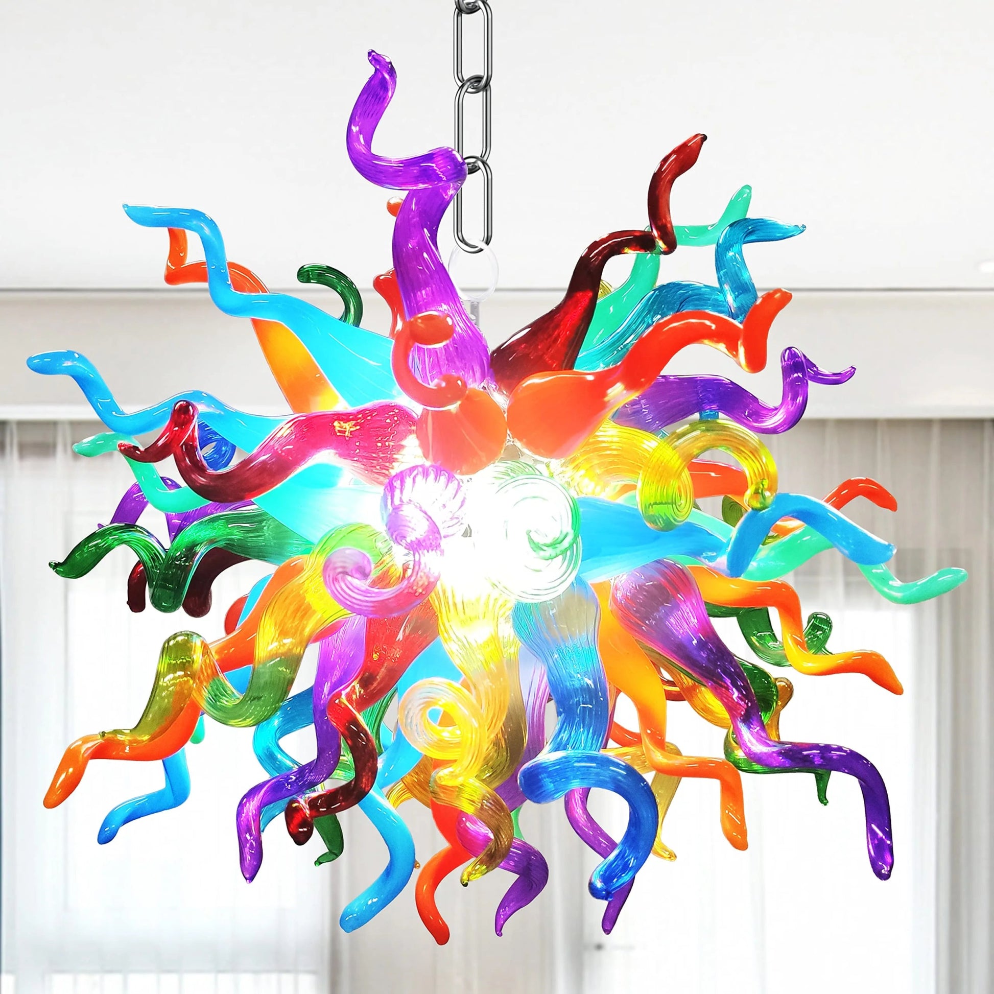 Chihuly Style Blown Glass Chandelier Multi Color - Melillo Chihuly