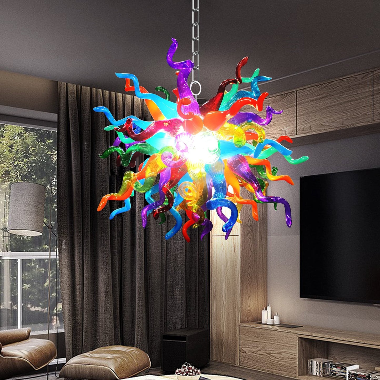 Chihuly Style Blown Glass Chandelier Multi Color - Melillo Chihuly