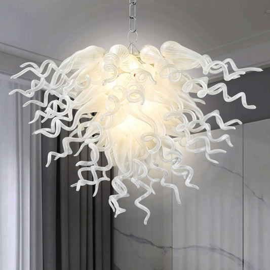 Chihuly Style Blown Glass Chandelier Pearly White - Melillo Chihuly