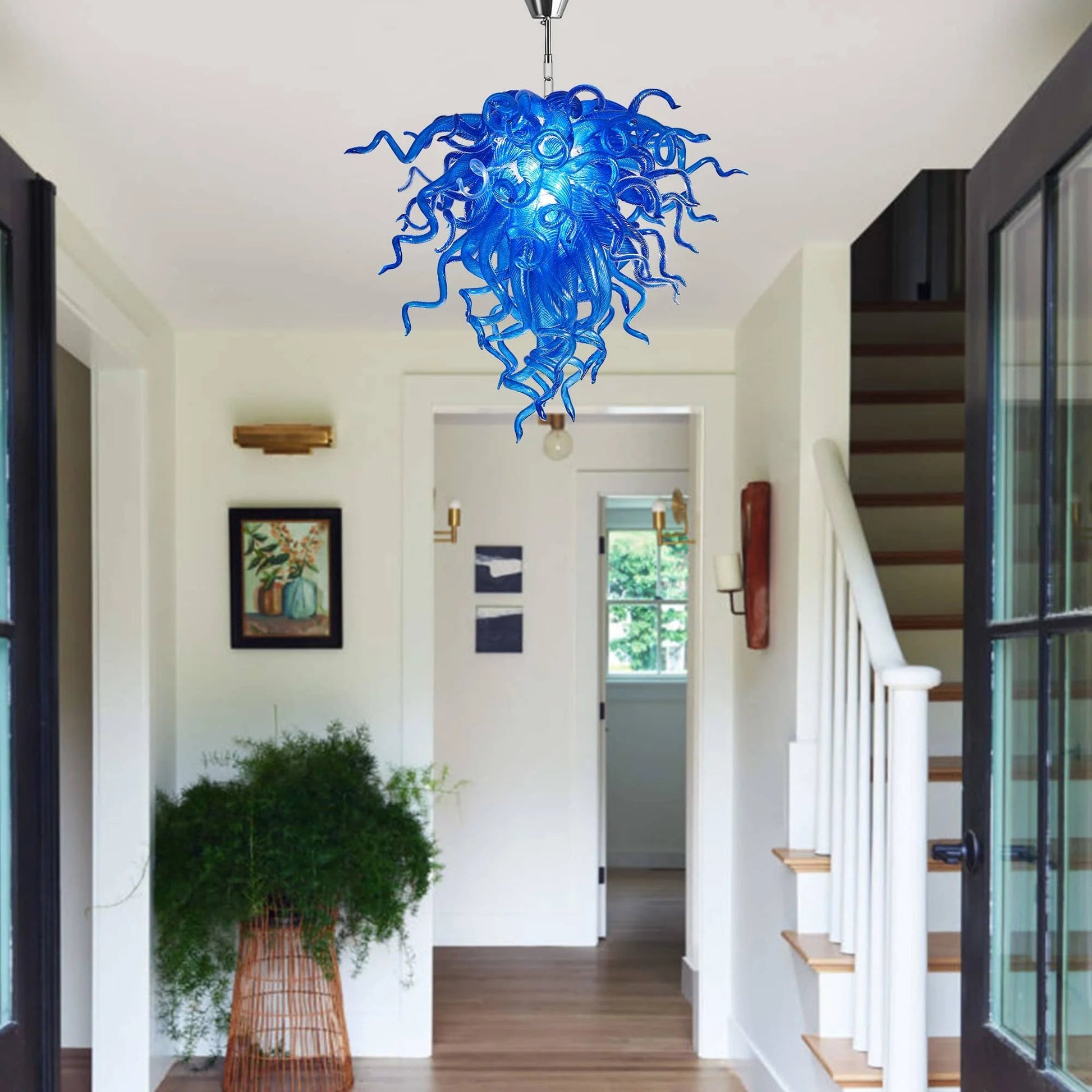 Chihuly Style Blown Glass Chandelier Royal Blue - Melillo Chihuly