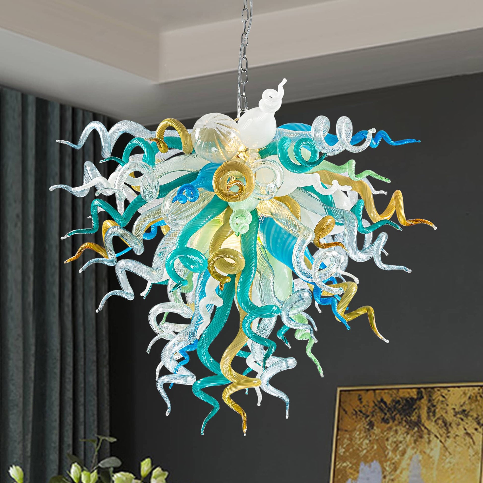 Chihuly Style Murano Glass Chandelier Cascade - Melillo Chihuly