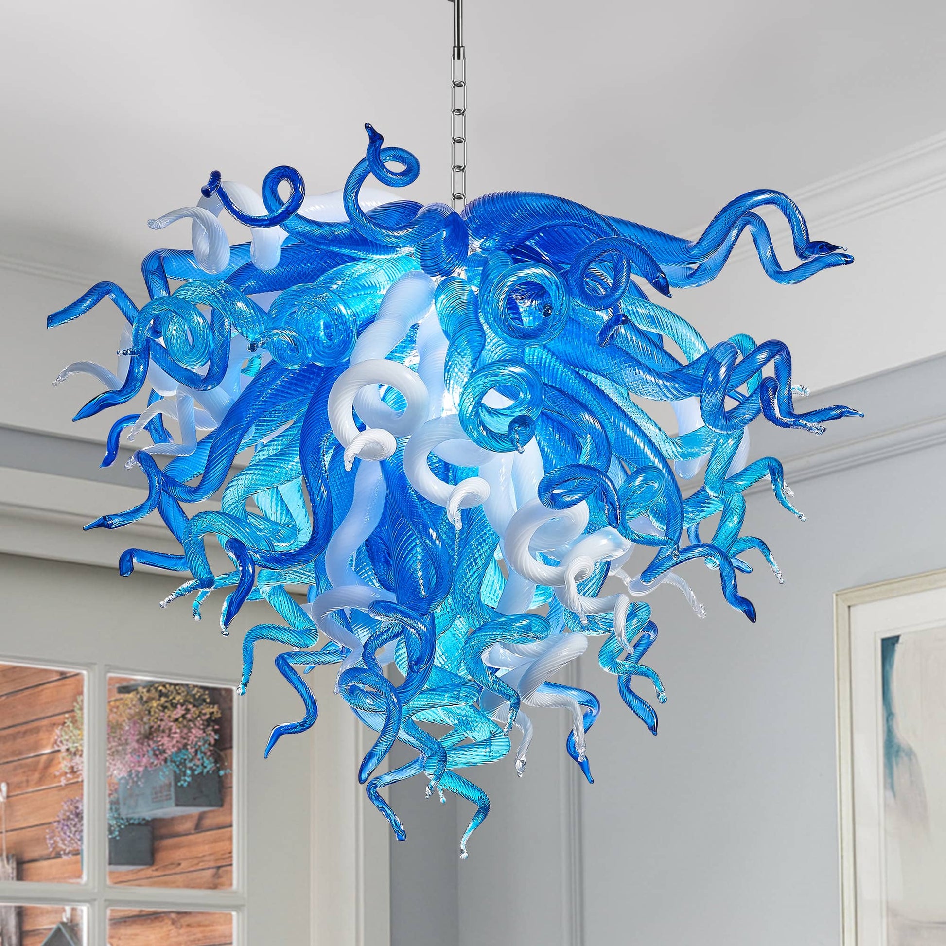 Chihuly Style Murano Glass Chandelier Glacier - Melillo Chihuly