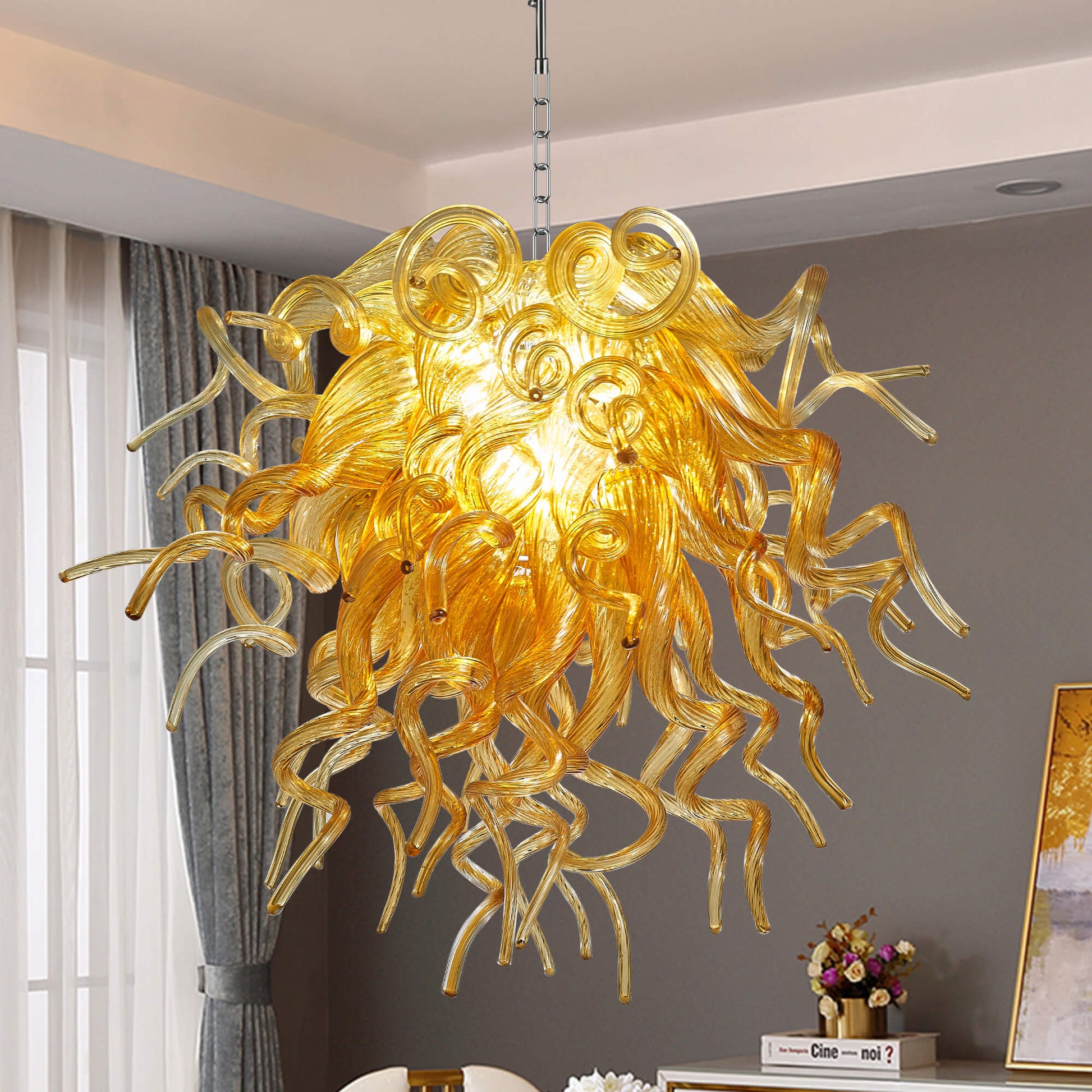 Chihuly Style Murano Glass Chandelier Gold Dust - Melillo Chihuly