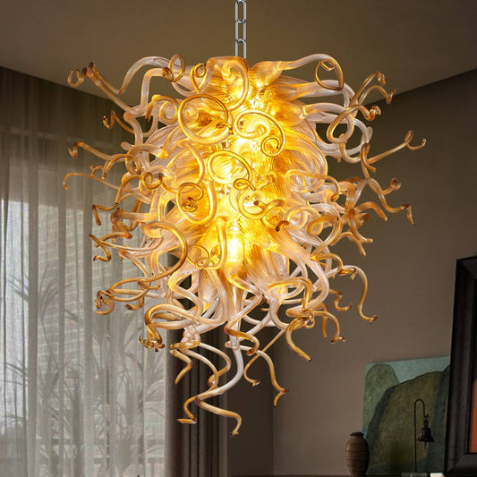 Chihuly Style Murano Glass Chandelier Gold Tips - Melillo Chihuly