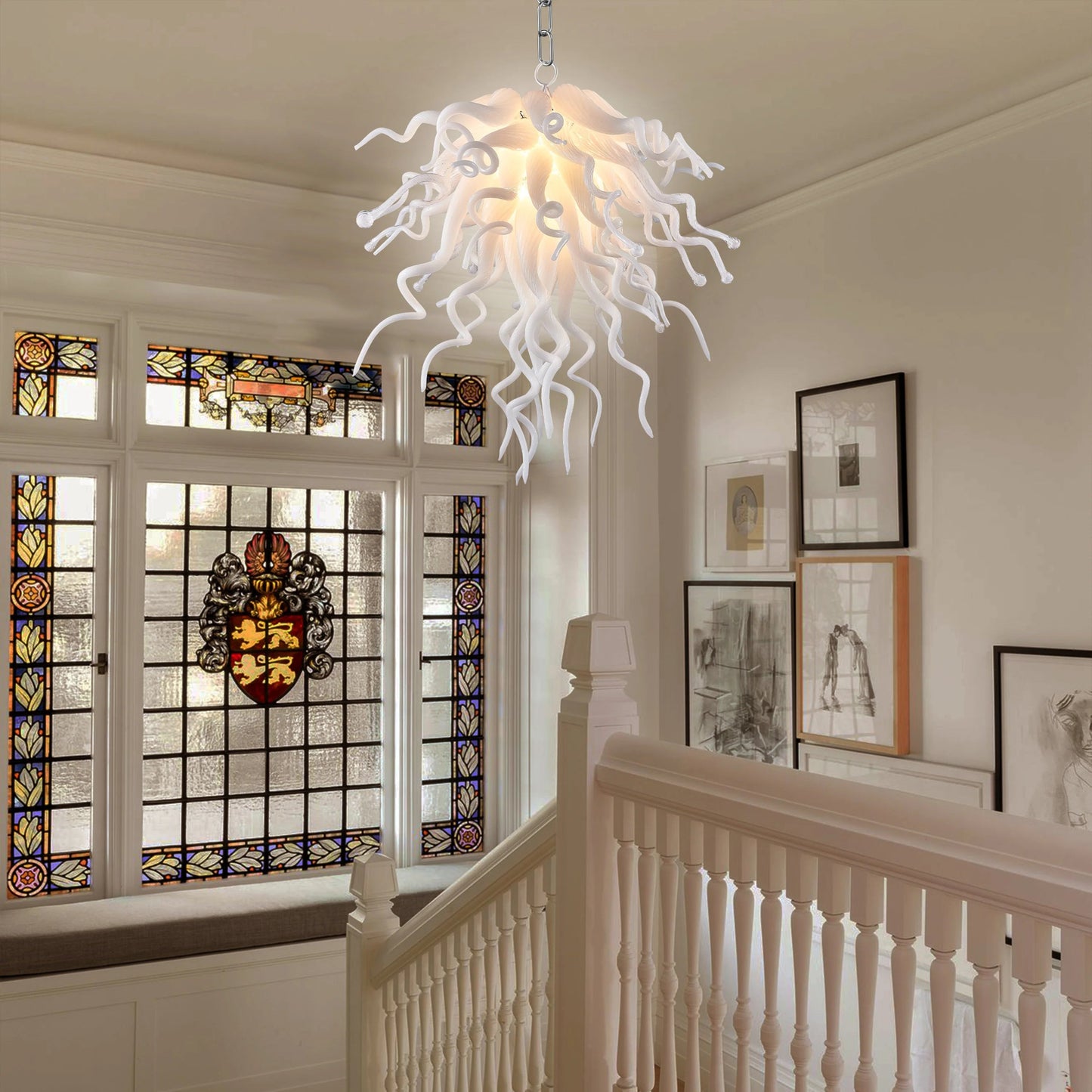 Chihuly Style Murano Glass Chandelier Winter - Melillo Chihuly