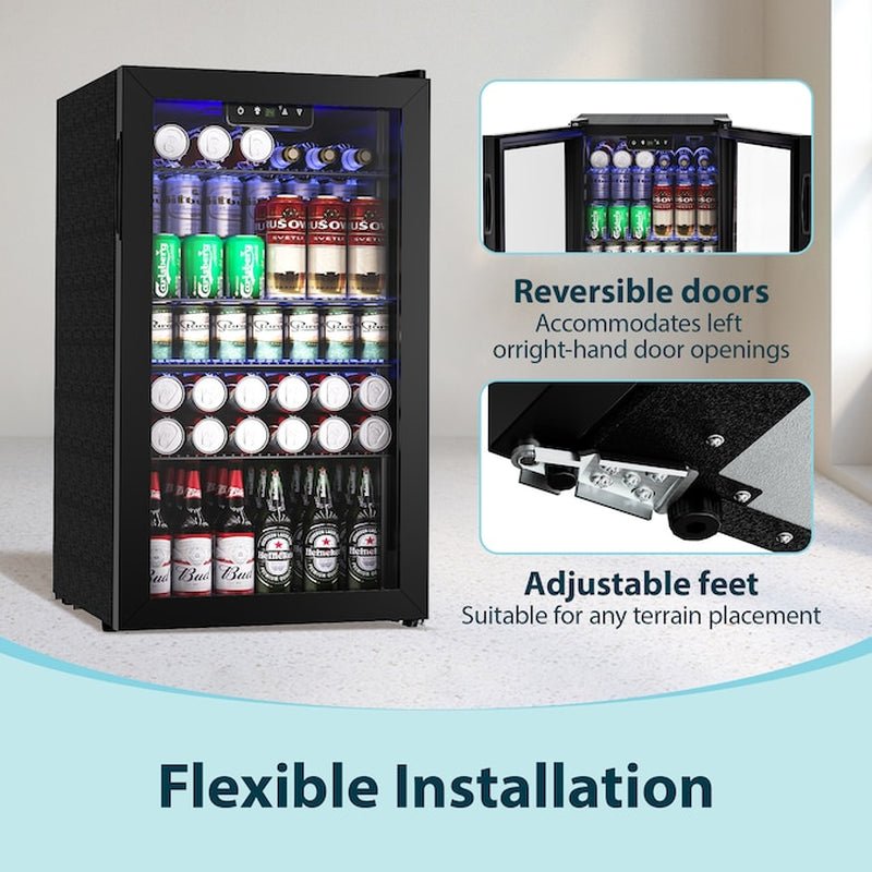 CoolMate 17.5" Glass Door Beverage Cooler (126 Can Capacity) - Melillo EnterprisesAppliancesBeverage & Wine ChillersBeverage Refrigerators