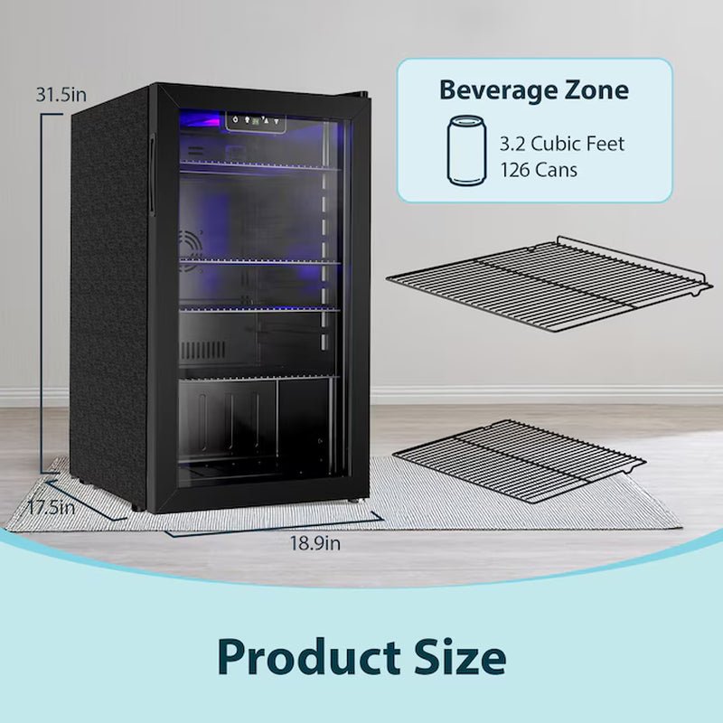 CoolMate 17.5" Glass Door Beverage Cooler (126 Can Capacity) - Melillo EnterprisesAppliancesBeverage & Wine ChillersBeverage Refrigerators