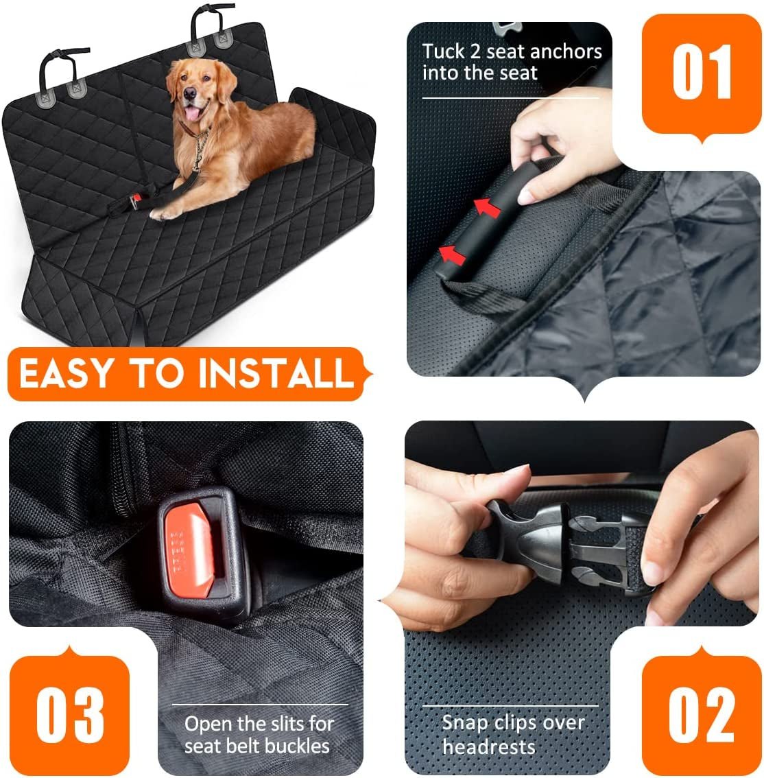 Dog Car Seat Cover, Back Seat Cover for Dogs Pet Car Seat Protector Waterproof Bench Car Seat Cover, Non - Slip Reat Seat Cover Fits Middle Armrest for Most Cars Trucks Suvs - Black - Melillo EnterprisesCar Travel AccessoriesCarriers & Travel ProductsDogs