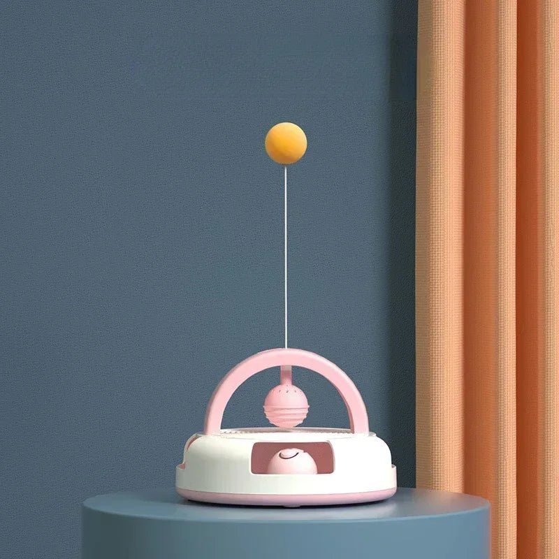 Gravity - Driven Table Tennis Cat Toy – Interactive Spinning Turntable with Catnip Ball - Melillo Enterprises