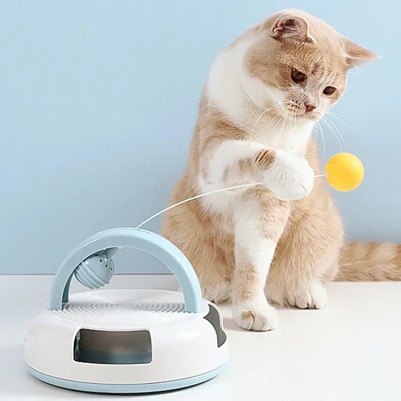 Gravity - Driven Table Tennis Cat Toy – Interactive Spinning Turntable with Catnip Ball - Melillo Enterprises