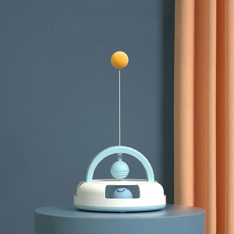 Gravity - Driven Table Tennis Cat Toy – Interactive Spinning Turntable with Catnip Ball - Melillo Enterprises