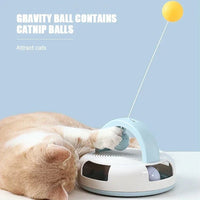 Gravity - Driven Table Tennis Cat Toy – Interactive Spinning Turntable with Catnip Ball - Melillo Enterprises