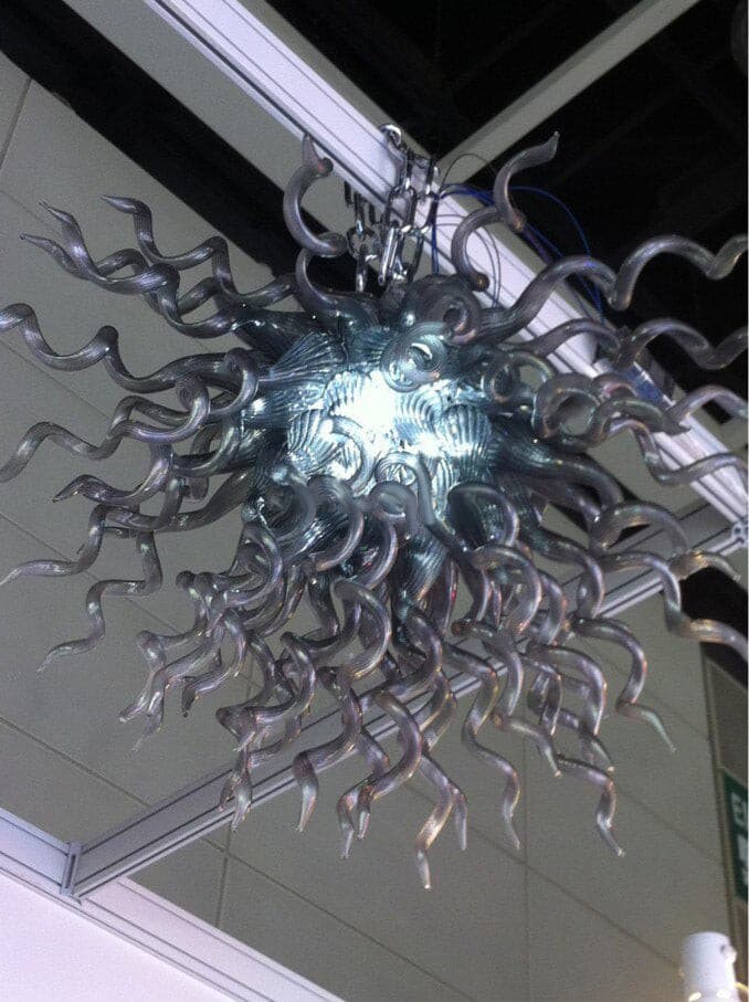 Modern Style Blown Glass Chandelier Silver Shadow