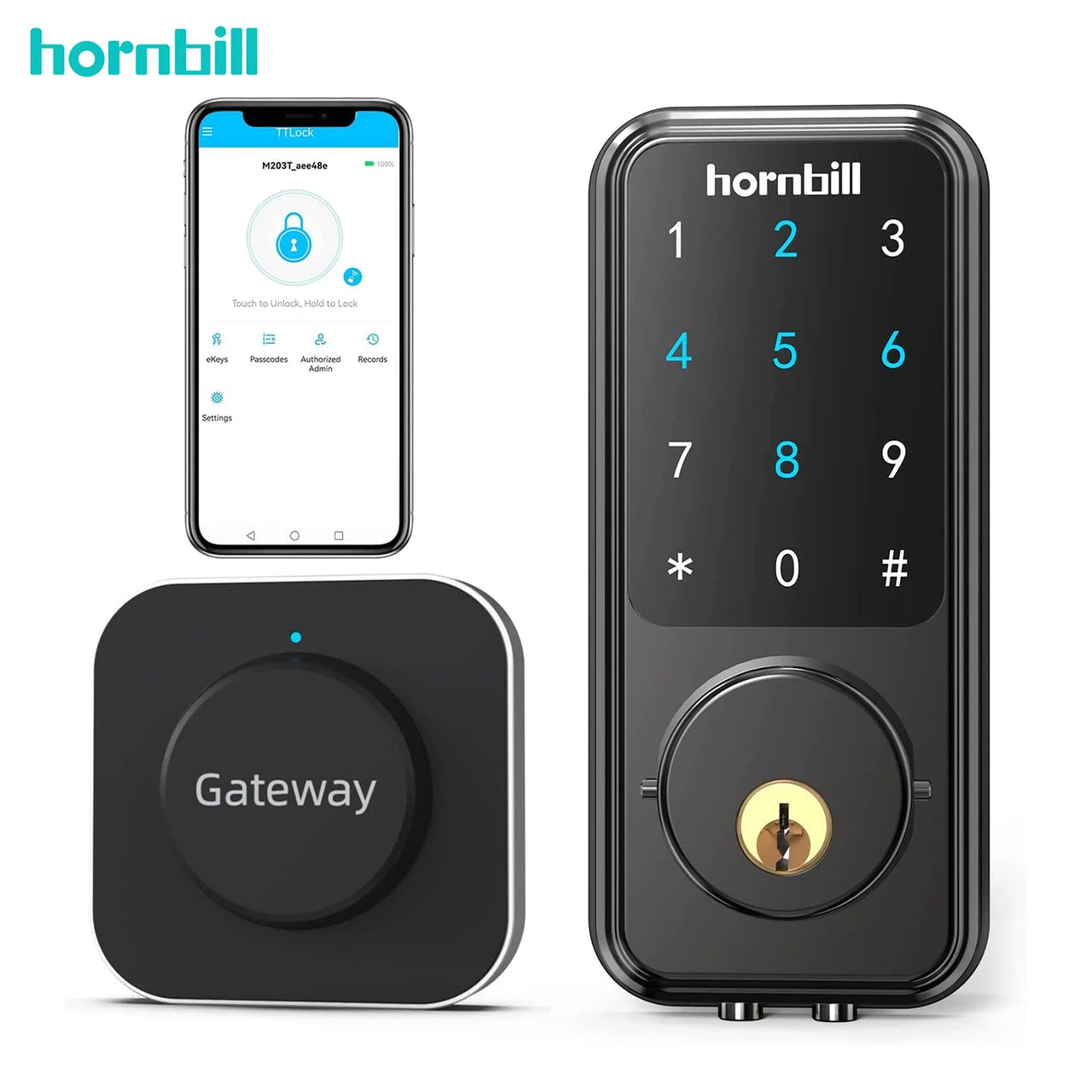Hornbill Smart Lock (HB - M1) - Multifunctional Keyless Entry with Remote Control, Bluetooth, Wifi - Melillo Enterprises