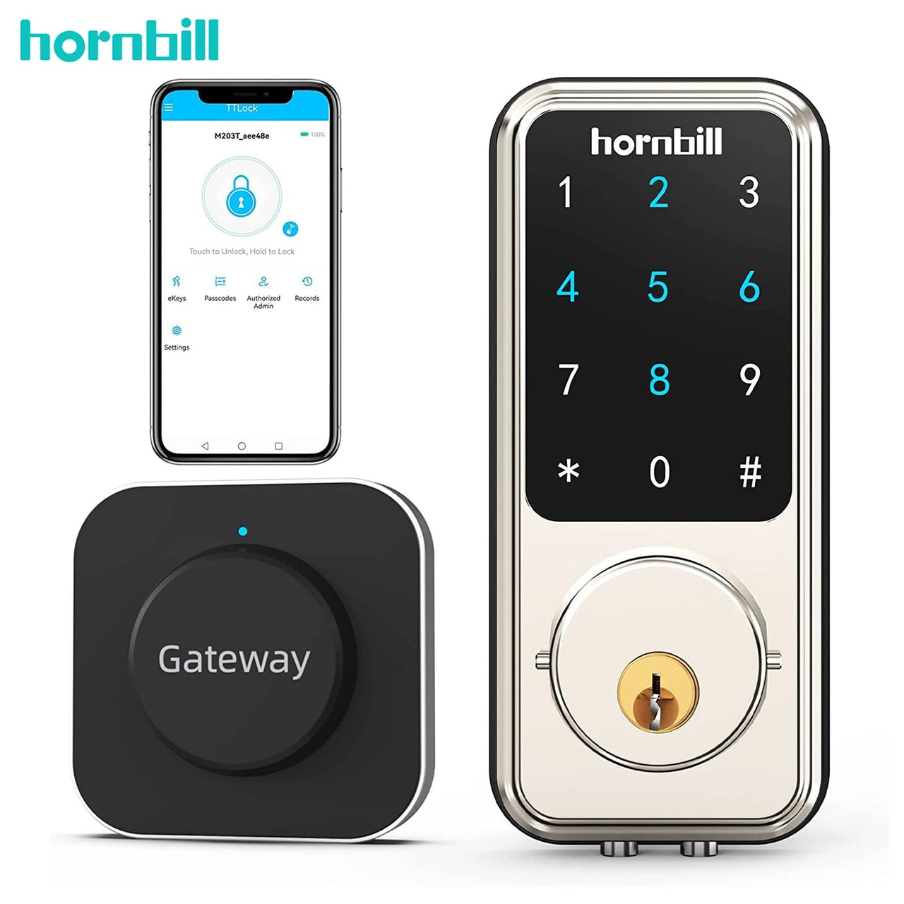Hornbill Smart Lock (HB - M1) - Multifunctional Keyless Entry with Remote Control, Bluetooth, Wifi - Melillo Enterprises