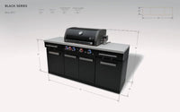 MA - 957 5 - Burner 63000 BTU Black Stainless Steel Outdoor Kitchen Bar Gas Island Grill W/ Infrared Rear Burner + Rotisserie Kit + Granite Countertop + Storage Cabinets & Full Weather Cover - Melillo EnterprisesAll categories