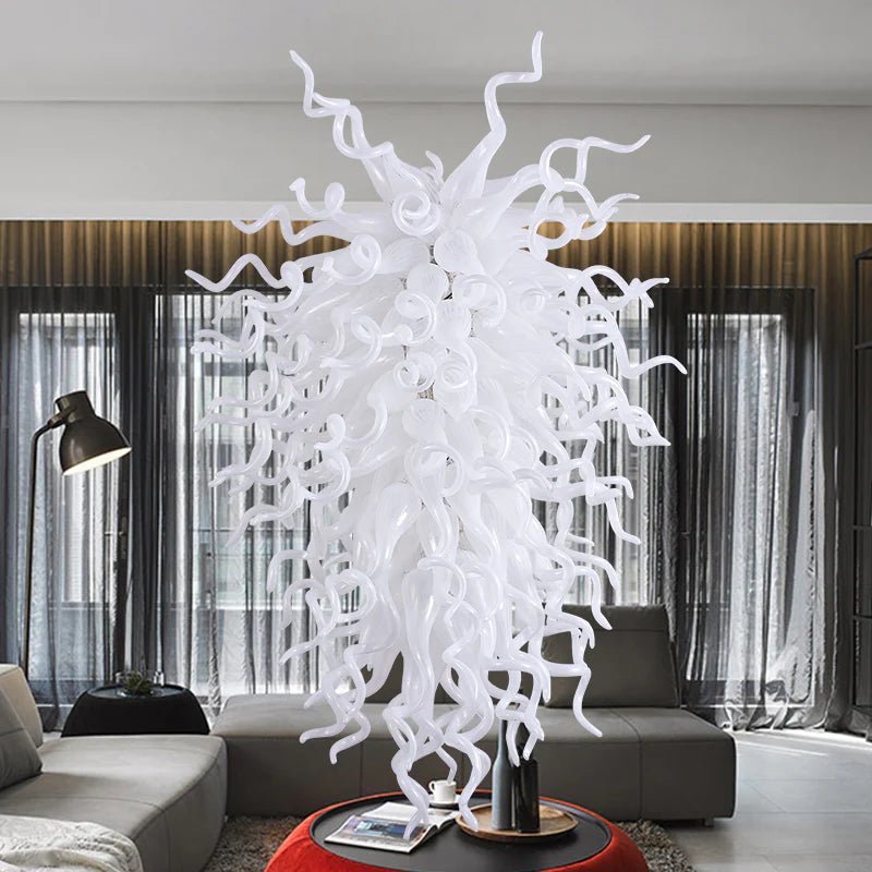 Modern Style Blown Glass Chandelier Alabasta - Elegant White Lighting for Contemporary Homes