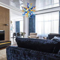 Blown Glass Chandelier Island Breeze, combining translucent glass with a breezy, island-inspired aesthetic.