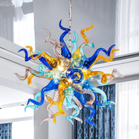 Modern Style Blown Glass Chandelier Island Breeze, featuring soft, flowing glass design with a coastal feel.
