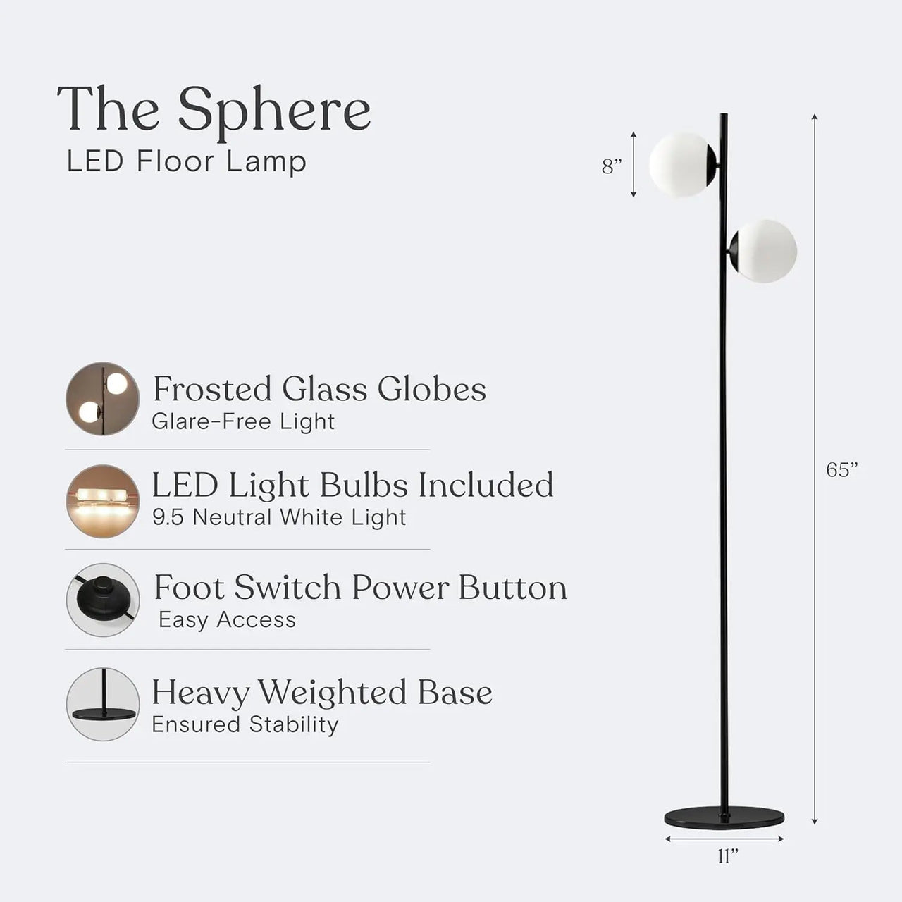 Contemporary Dual-Bulb Floor Lamp – Stylish Lighting with Adjustable Features