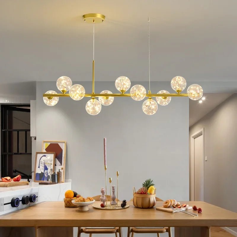 Modern Glass Ball Pendant Chandelier – Clear Glass Pendant Light for Living Rooms