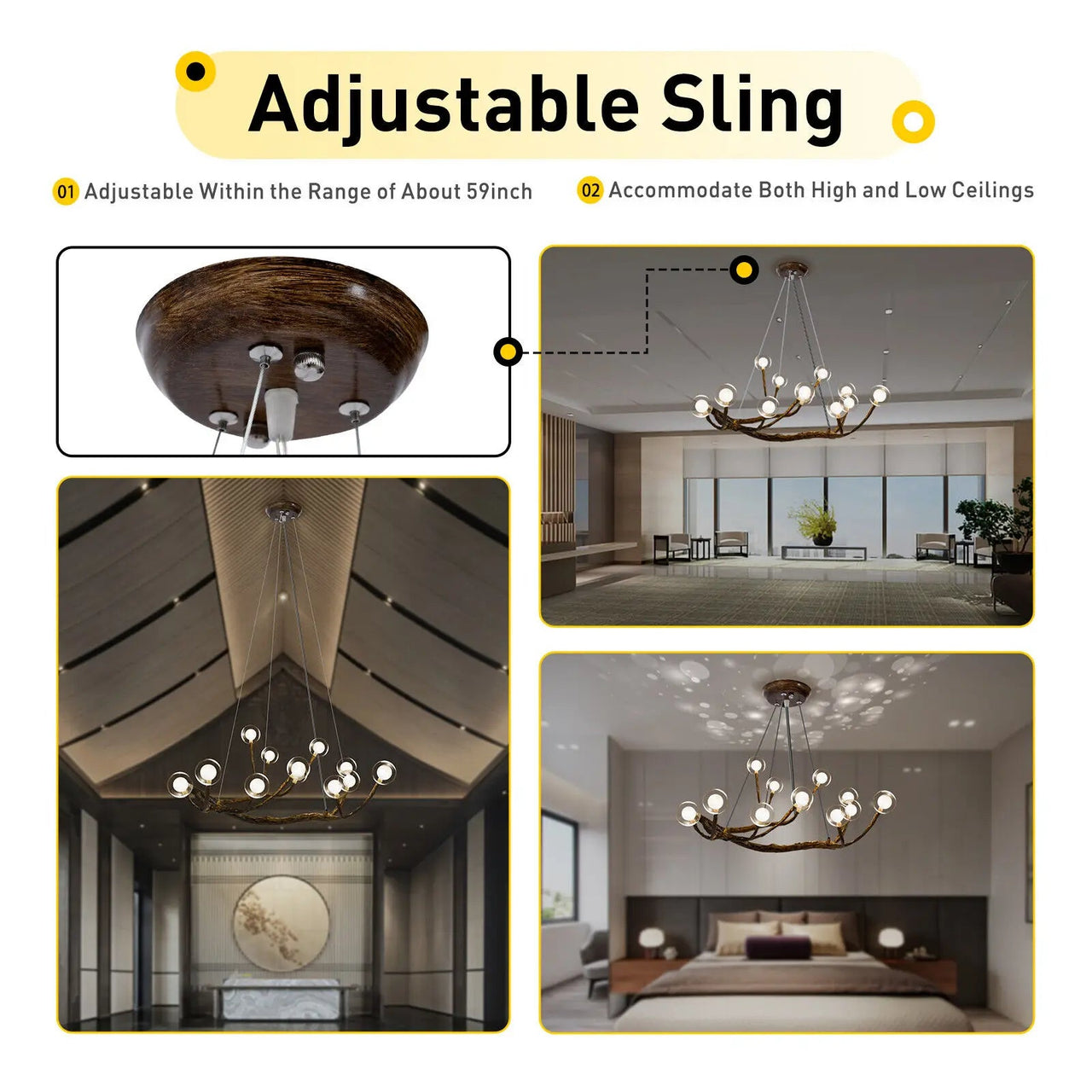Branches of Light Glass Chandelier – Stylish Modern Chandelier for Living Room or Dining Area