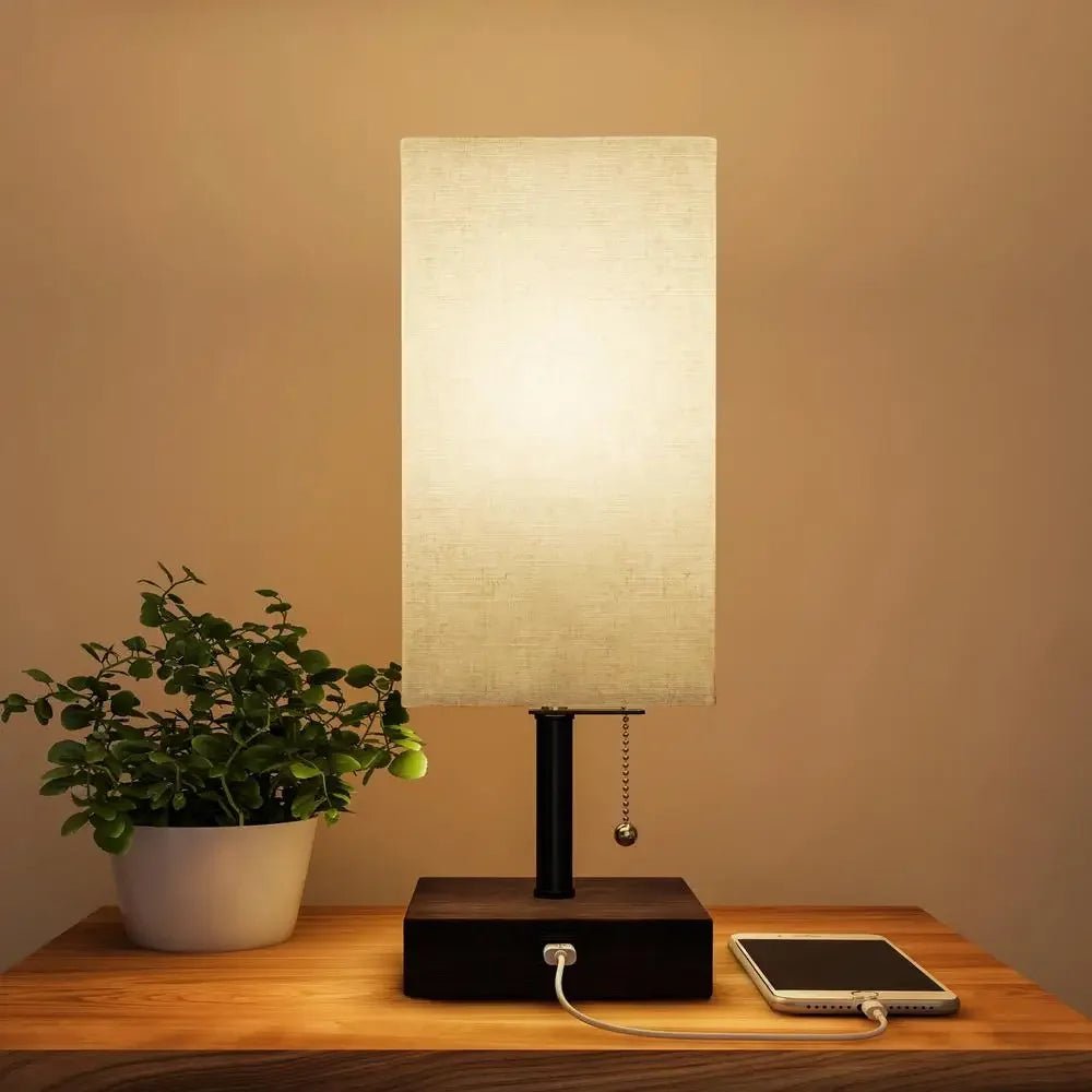 Modern Style Rectangular Desk Lamp with Wooden Base – Sleek and Minimalist Lighting for Home Offices