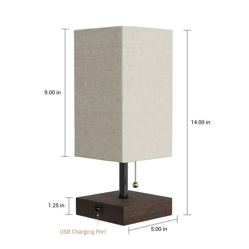 Modern Rectangular Desk Lamp with Wooden Base – Elegant and Functional Desk Lighting for Office Spaces