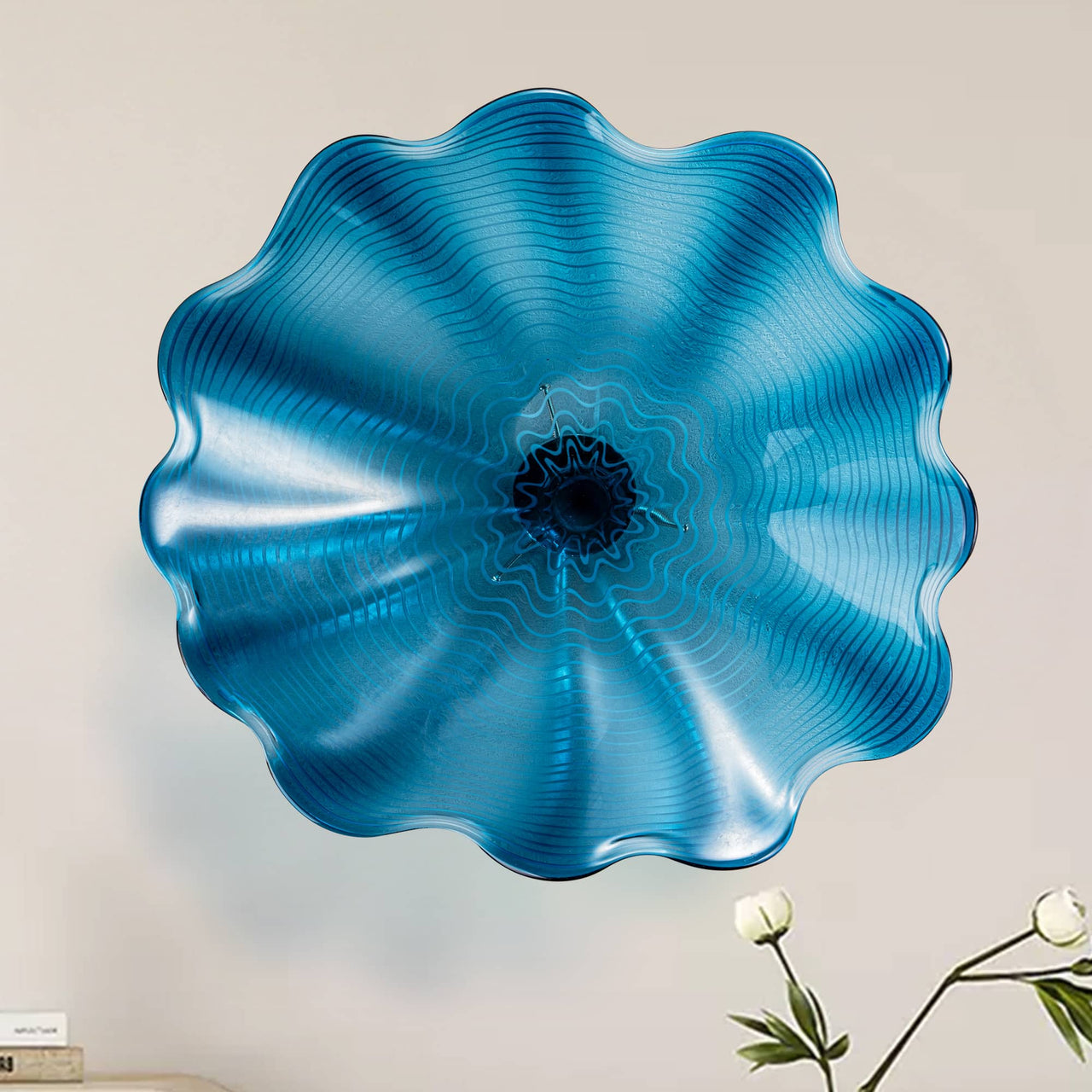 Murano glass wall plates in Celestial Blue, ideal for elevating luxury home decor with vibrant color.