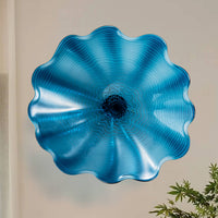 Elegant Celestial Blue Murano glass wall plates, perfect for upscale, modern interiors.