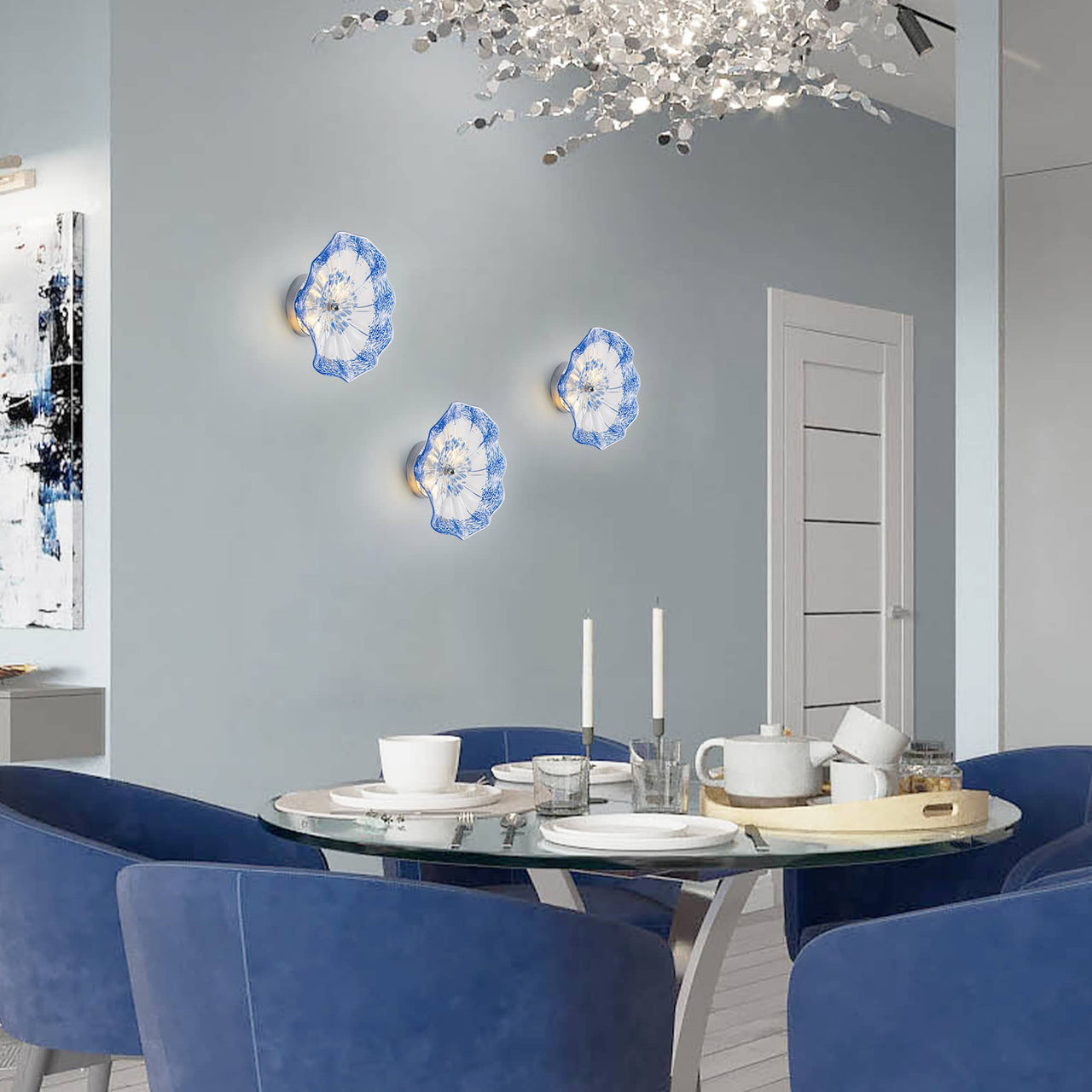 Handcrafted Cobalt Blue Murano glass wall plates, perfect for adding a touch of luxury to your walls.