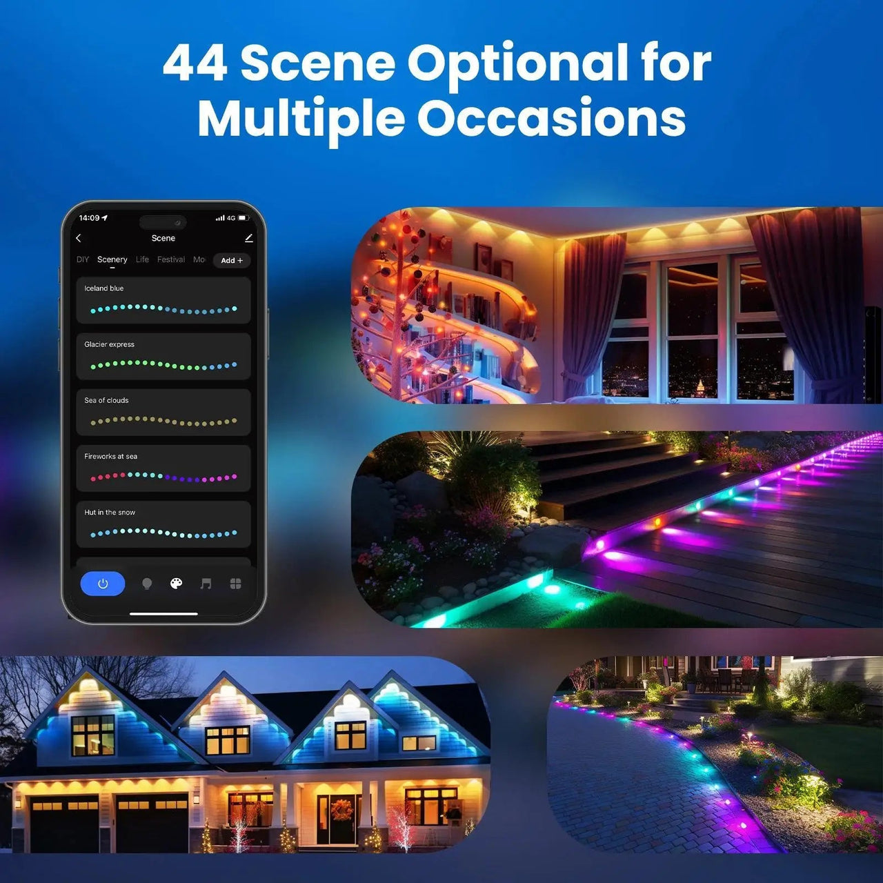 Permanent Outdoor Smart RGB Eaves Lights – LED String Lights for House Exterior - Melillo Enterprises