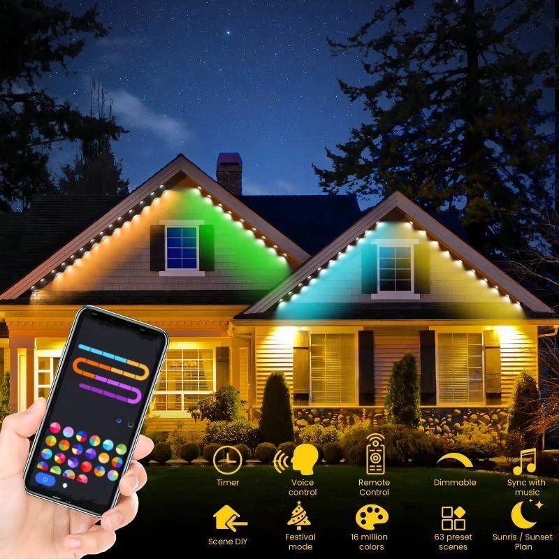 Permanent Outdoor Smart RGB Eaves Lights – LED String Lights for House Exterior - Melillo Enterprises