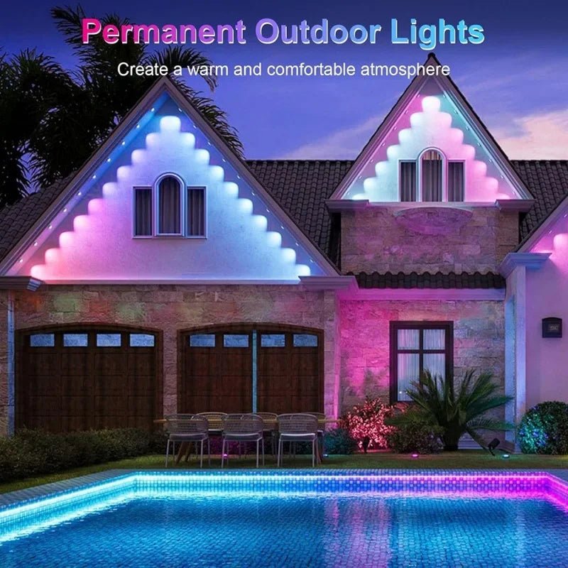 Permanent Outdoor Smart RGB Eaves Lights – LED String Lights for House Exterior - Melillo Enterprises