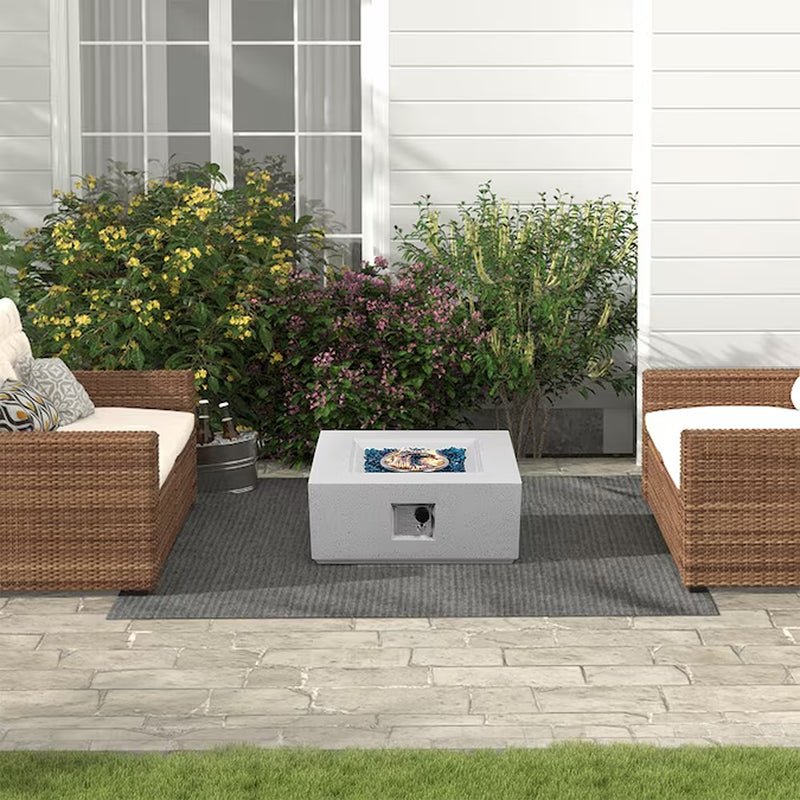 Square Terrazzo Fire Pits 28 - In W White Magnesium Oxide Square Liquid Propane Fire Pit - Melillo EnterprisesFire Pits & AccessoriesFire Pits & Patio HeatersGas Fire Pits