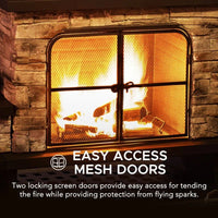 Sunjoy Quillen Outdoor Fireplace, Patio Wood Burning Fireplace with Steel Chimney, Mesh Spark Screen Doors and Fire Poker - Melillo EnterprisesAll categories