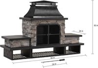 Sunjoy Quillen Outdoor Fireplace, Patio Wood Burning Fireplace with Steel Chimney, Mesh Spark Screen Doors and Fire Poker - Melillo EnterprisesAll categories