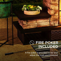 Sunjoy Quillen Outdoor Fireplace, Patio Wood Burning Fireplace with Steel Chimney, Mesh Spark Screen Doors and Fire Poker - Melillo EnterprisesAll categories