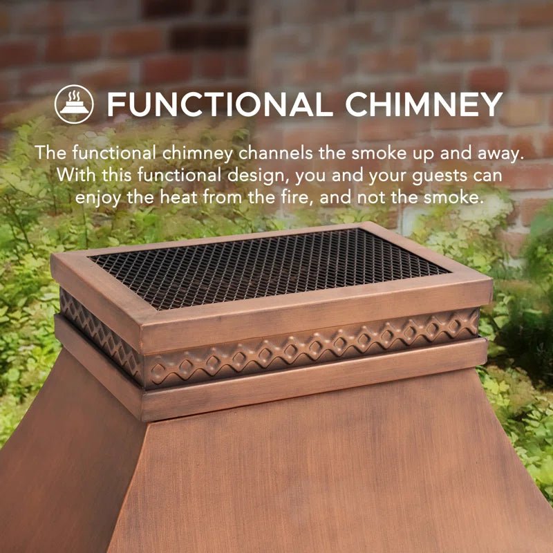 Sunjoy Sofie Outdoor Fireplace, Heirloom Patio Wood Burning Steel Fireplace with Chimney, Spark Screen, Fire Poker, and Removable Grate - Melillo EnterprisesAll categories