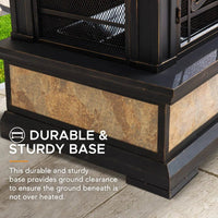 Sunjoy Sofie Outdoor Fireplace, Heirloom Patio Wood Burning Steel Fireplace with Chimney, Spark Screen, Fire Poker, and Removable Grate - Melillo EnterprisesAll categories